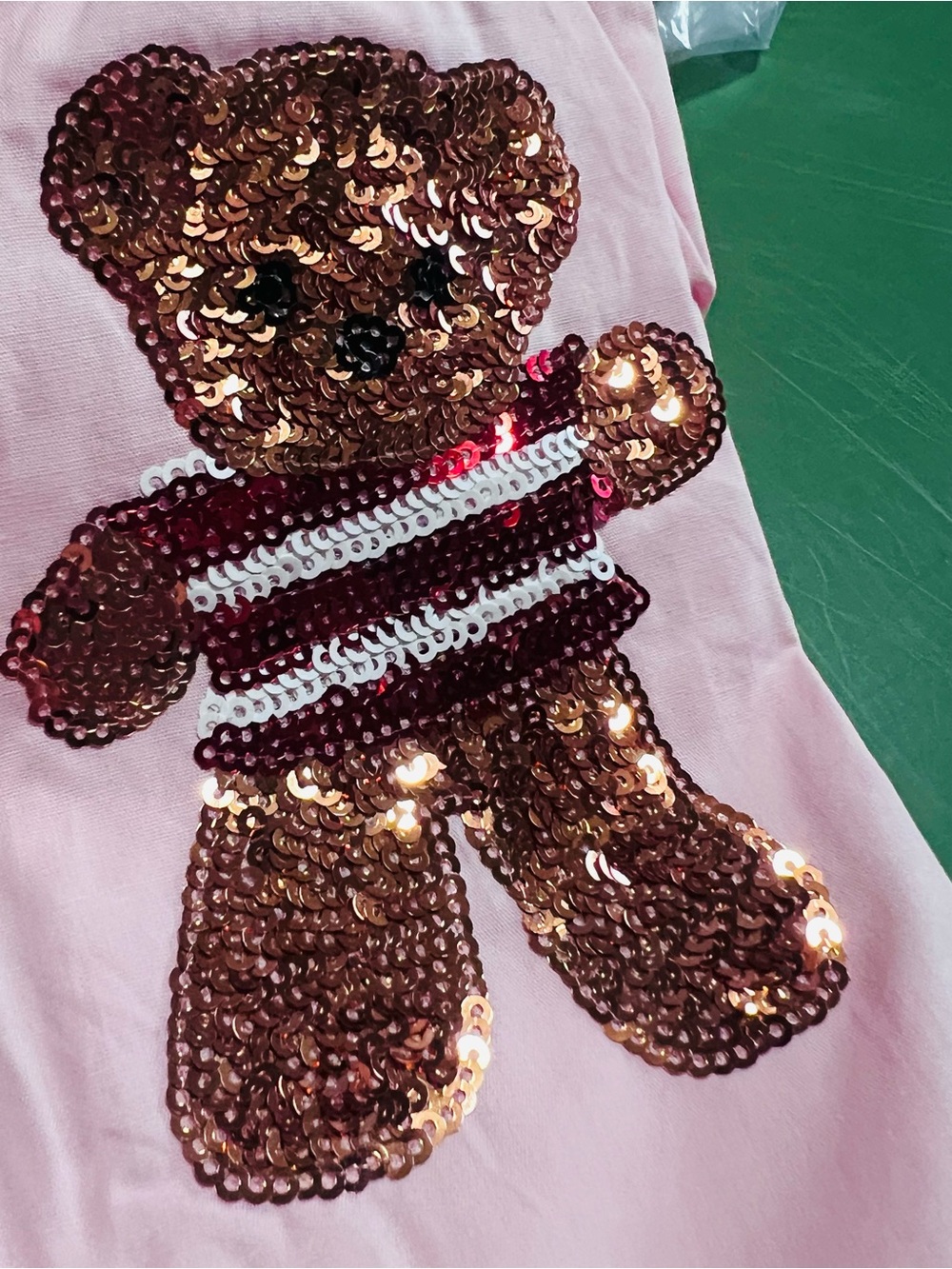 FANTASTIC FAWN baby pink patriotic sequin bear tiered dress S M L - Picture 4 of 5